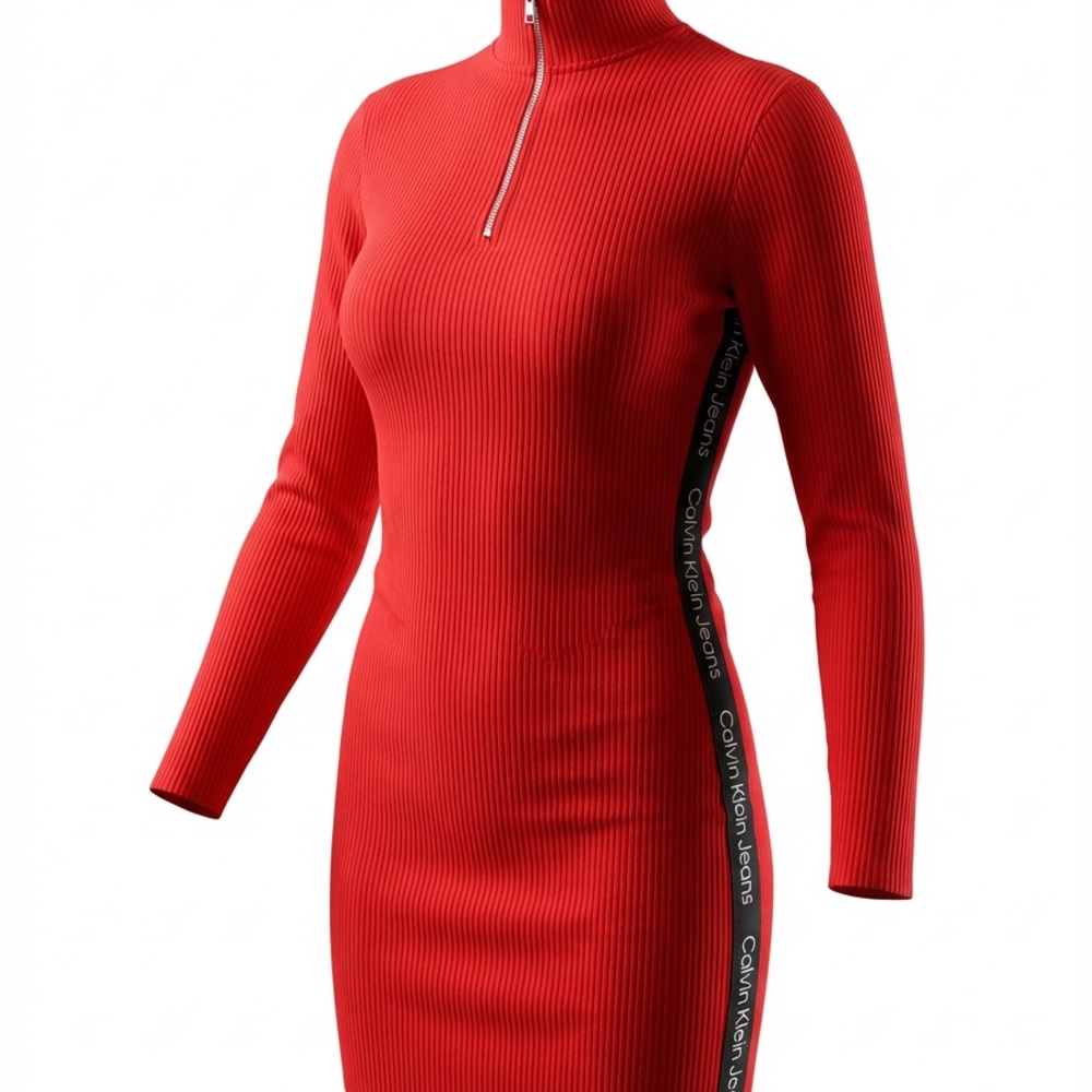 Calvin Klein Jeans Ribbed Red Bodycon Dress Womens Size XL